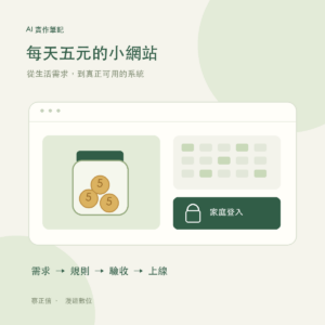 每天五元的零用錢網站示意,從生活需求、規則與驗收走向線上