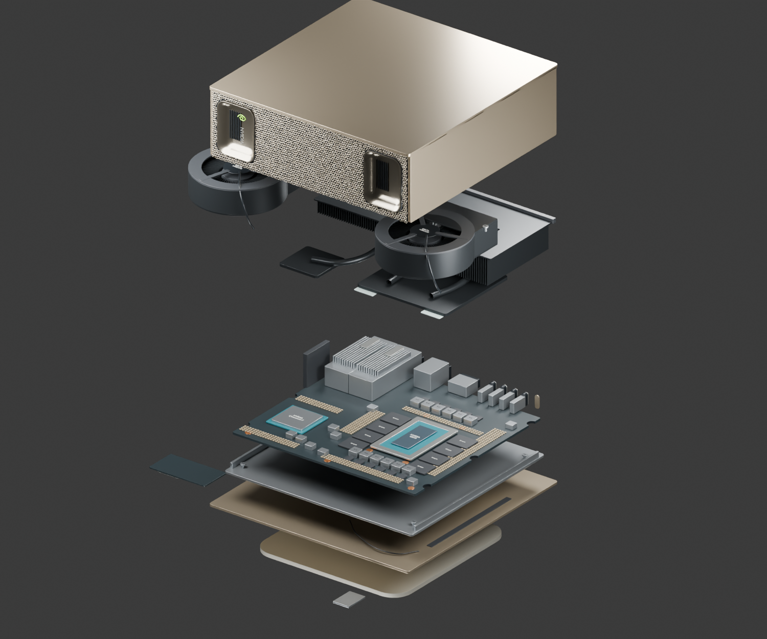 DGX Spark 外殼與內部各層展開